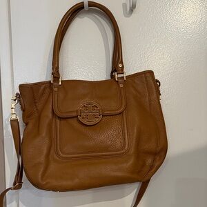 Tory Burch Chestnut Shoulder Tote with Front Flap